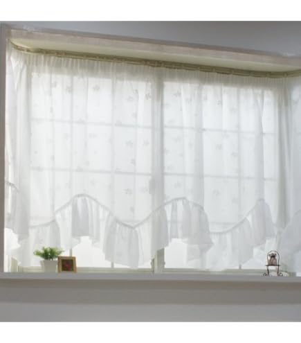 Amazon｜TOMOYASU 出窓用カーテン スタイルレース トリコット フリル付